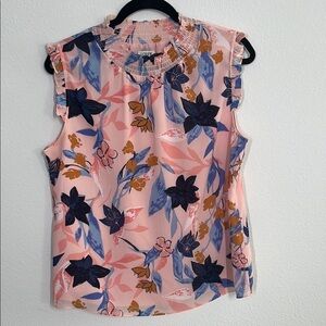 J. Crew Spring Floral Mock Neck Sleeveless Blouse Size 8